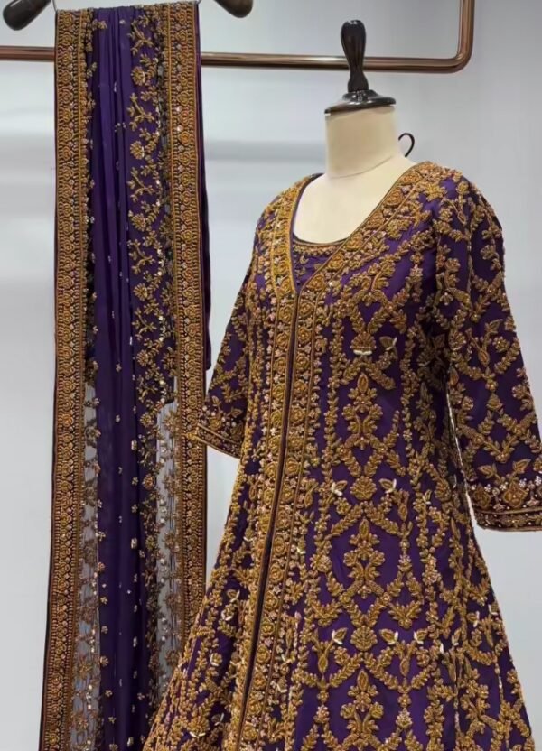 deep purple bridal outfit - Image 4