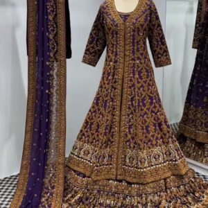 deep purple bridal outfit