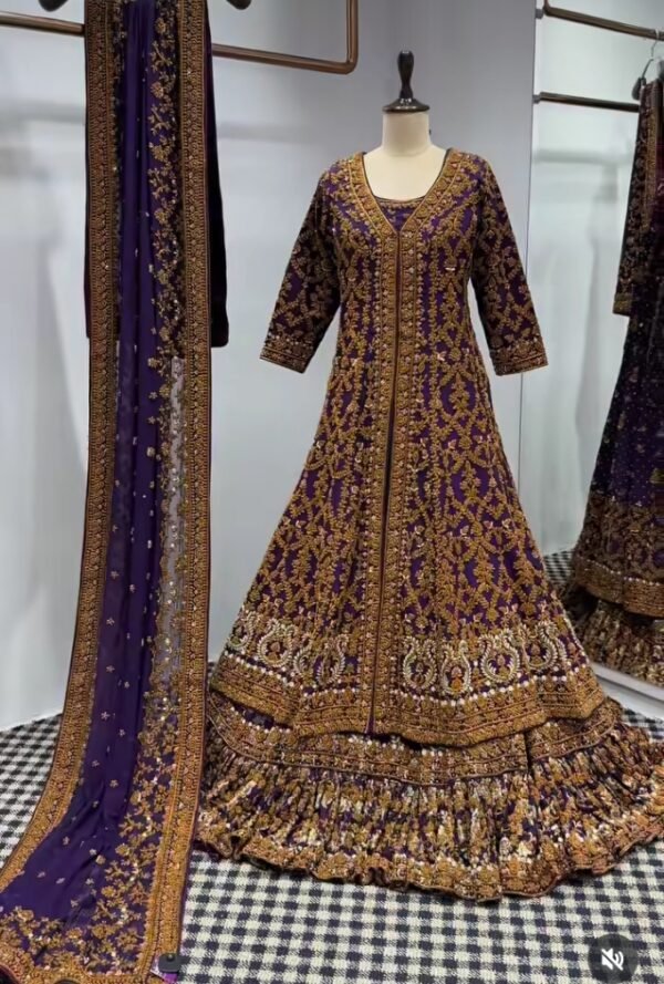 deep purple bridal outfit