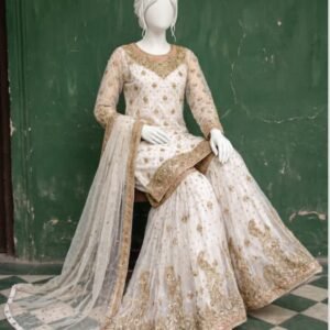 Half white gharara dress