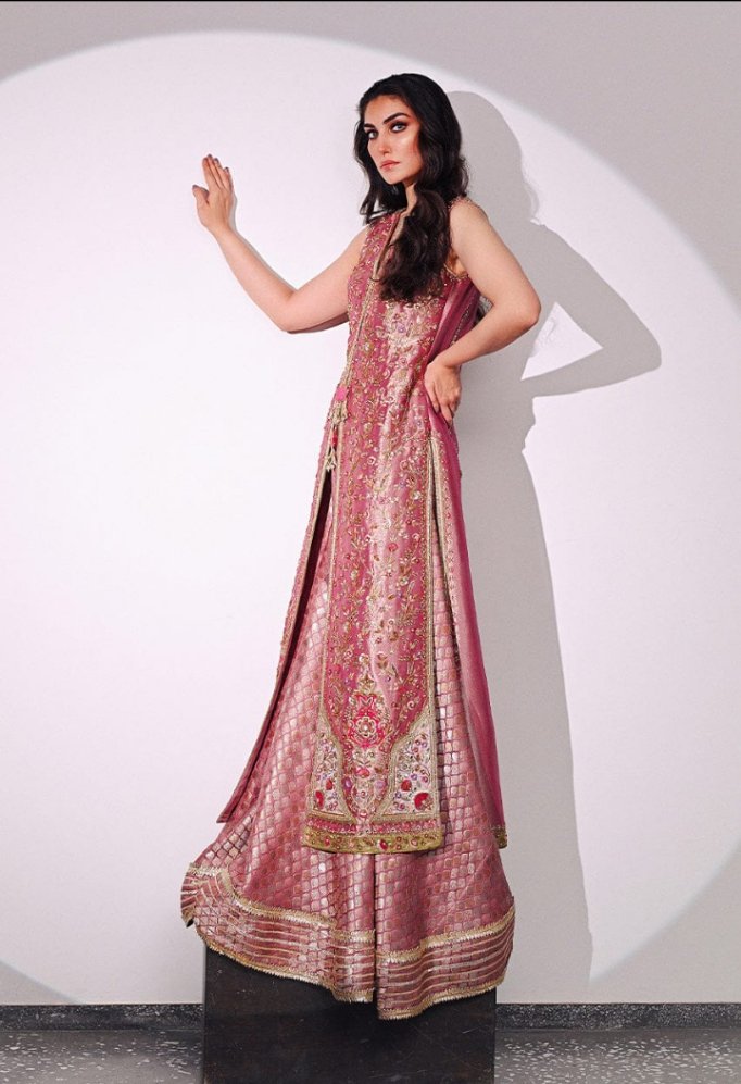 Long shirt with sharara Pink color - Image 2