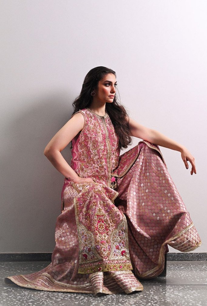 Long shirt with sharara Pink color - Image 7