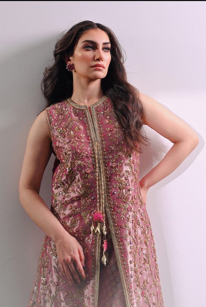 Long shirt with sharara Pink color - Image 5